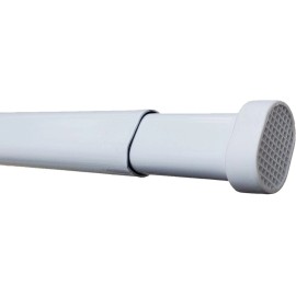 Classic Touch Oval Spring Tension Adjustable Curtain Rod 18-28 Inches White Easy Install
