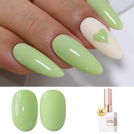 Double Rhythm 15ML Gel Polish Jelly Sheer Pastel Light Milky Color 1 PC 0.53 OZ Bottle UV Nail Polish Art Salon at Home for Women (Milky Green-B-A1409)