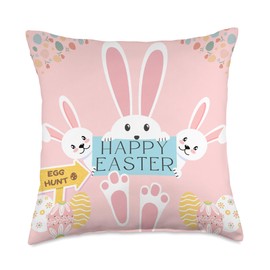 Happy Easter Bunnies Resurrection of Jesus Christ Egg Hunt Throw Pillow