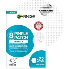Garnier Pimple Patch Invisible, Parches Hidrocoloides Para Acné, Reduce Imperfecciones En 8 Horas, Clínicamente Probado, Tecnología Coreana, Vegano, Cruelty Free, 22 Piezas