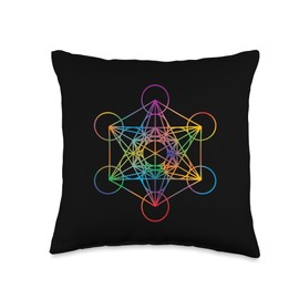 Sacred Geometry Metatron's Cube Chakra with Geometric Throw Pillow