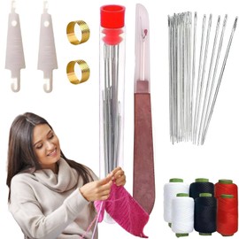 37PCS Sewing Tool Set, Sewing Kit Needles Thread Hand Repair Tools Multi-Purpose Needle and Thread Kit Portable DIY Hand Made Craft Set for All (D)