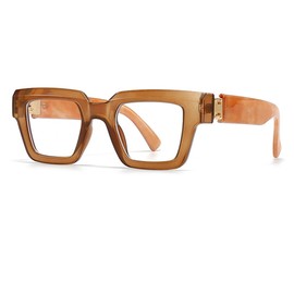 bullabulling Oprah Style Reading Glasses for Women Men, Fashion Square Blue Light Blocking Readers Lo5 (tea, 1.50, x)