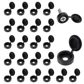 Mini Skater 50Pcs Hinged Plastic Screw Cap Cover Fold Snap Protective Cap Button for Car Furniture Decorative Nuts Cover Bolts Hardware (Black)