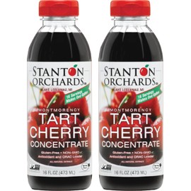 Stanton Orchards Montmorency tart cherry concentrate - Unsweetened 100% Juice Concentrate | All-Natural, Vegan, ORAC Leader, BPA & Gluten Free - 16 OZ 2-Pack
