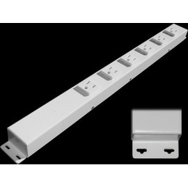20” Hardwired Power Strip (NO Power Cord), 6 Vertical Outlets (NOT Tamper Resistant), with Ears (with mounting tabs on Both Ends), 15A (NOT a 20 Amp Unit), White