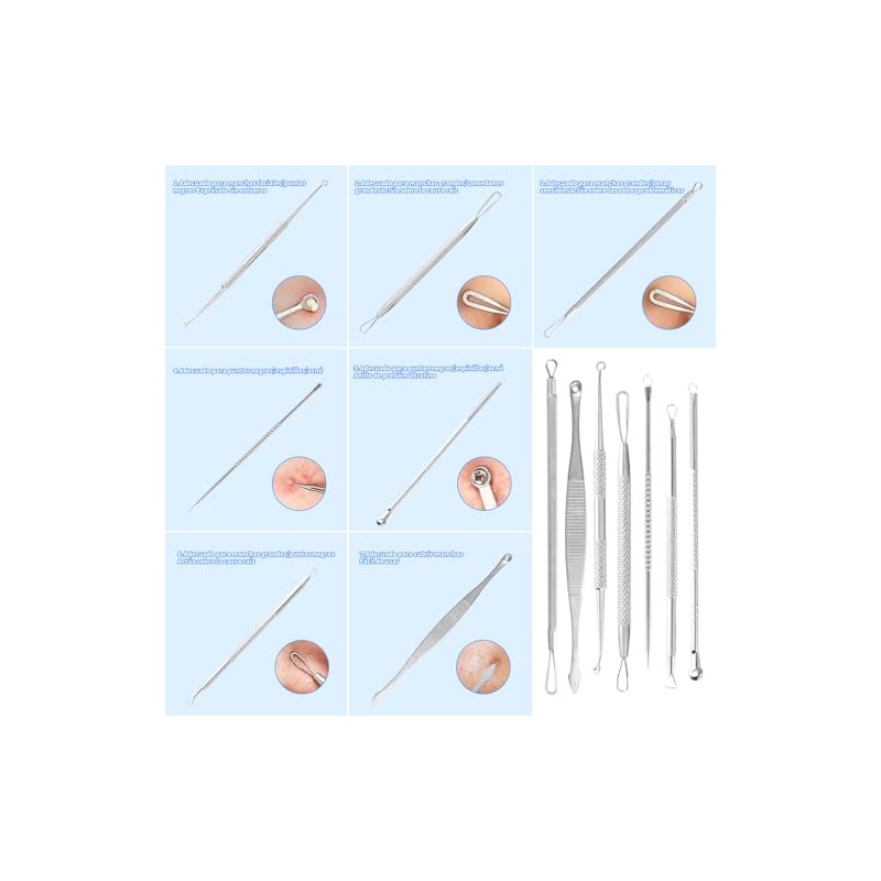 Nivofu 7Pcs Blackhead Remover Kit, Herramientas de Eliminación de Puntos