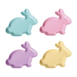 UPware Melamine Plate Set of 4, BPA-Free Dishwasher Safe Rabbit Shape Plate, 9.25 inch Salad Plates (Easter Rabbit)