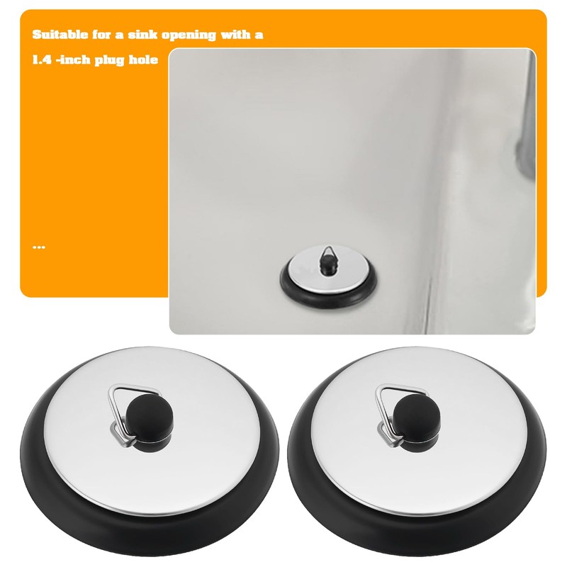 eMagTech Pack of 2 40 mm Kitchen Drain Plugs, Rubber