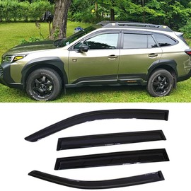 Puermto Side Window Wind Deflector fit for 2015-2019 Subaru Outback, 4pcs Outside Mount Style Tape-On Nice Rain Guards Set,Dark Smoke Window Vent Visors 94376 Car Accessories