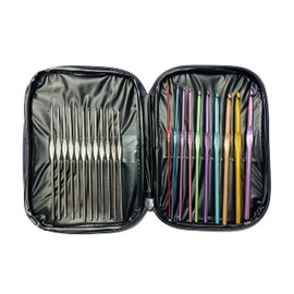 22pcs Crochet Hooks Set with Case Aluminium Needles 0.60mm 0.75mm 0.85mm 0.90mm 1mm 1.1mm 1.25mm 1.4mm 1.5mm 1.6mm 1.75mm 1.9mm 2mm 2.5mm 3mm 3.5mm 4mm 4.5mm 5mm 5.5mm 6mm 6.5mm