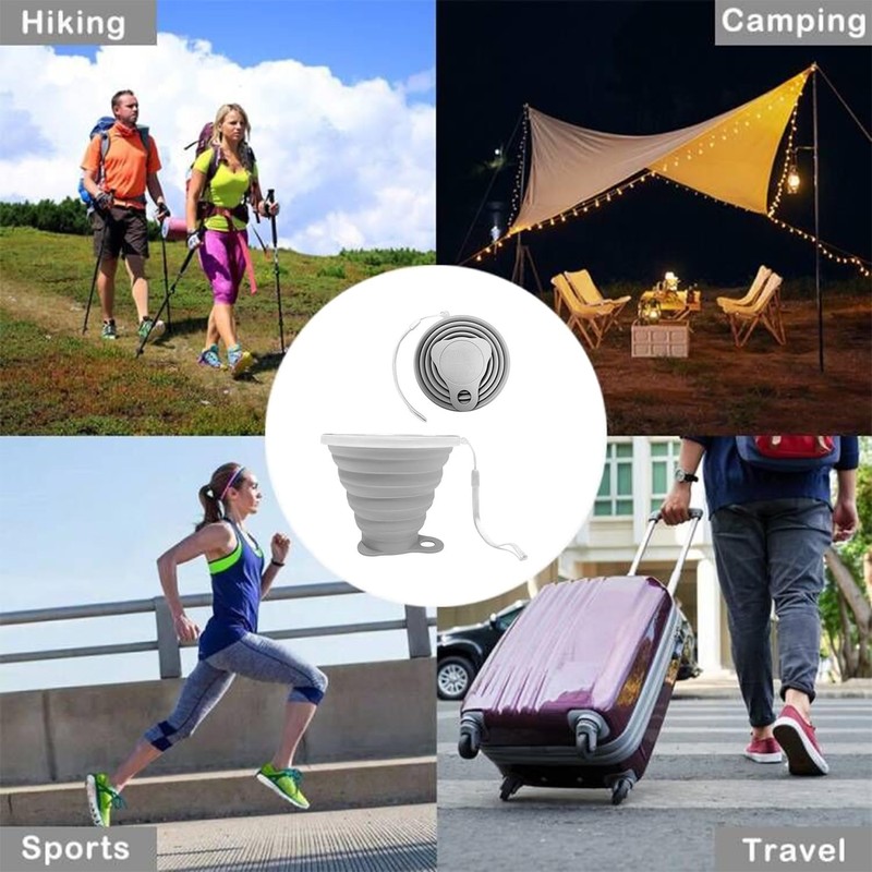 Intatikoo Silicone Collapsible Cup,Collapsible Cups for Camping,Folding Cup with Lids,Collapsible