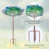 Glass Bird Bath Outdoor Birdbaths Garden Birdfeeder with Metal Stake
