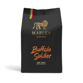Buffalo Soldier Strong Dark Roast Organic Ground Coffee 227g - Marley Coffee - From The Family of Bob Marley - V60 Filter Cafetiere Aeropress - Strength 5