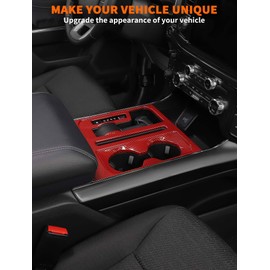 Savadicar Red Carbon Fiber Interior Accessories - Floor Console Gear Shift & Cup Holder Panel Trim Cover for Ford F150 (2021-present) - Premium Texture Interior Decor Upgrade Option, 1 PC