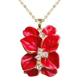 Navachi 18K Gold Plated Clear Crystal Multi Color Enamel Leaves Flower Pendant Necklace 16"+2" Enamel Crystal, enamel, Crystal