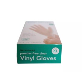 Basic Equipment Clear Vinyl Gloves Powder-Free Latex-Free 100 ct. Size XL