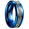 VAKKI Gold Celtic Dragon Ring Mens Blue Tungsten Carbide Anniversary
