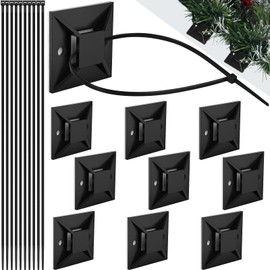 10 Pcs Christmas Garland Hanger, Self Adhesive Xmas Cable Tie Garland Hooks Large Zip Tie Mounts Adhesive Straps for Wreath Fireplace Mantle Stairways (10, Black)