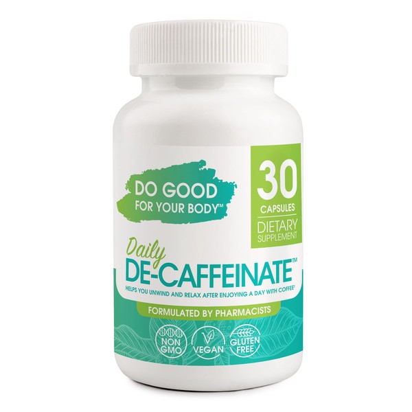 Daily De-Caffeinate, Rutaecarpine, Natural Acting Non-Addictive Deep Sleep Aid for Coffee, Caffeine Lovers, Unwind and Relax, 30 Capsules