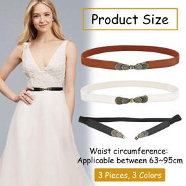3 Pieces Of Vintage Belts, Simple Belts, Elastic Elastic Belts, Decorative Belts For Women, Fashionable Thin Belts