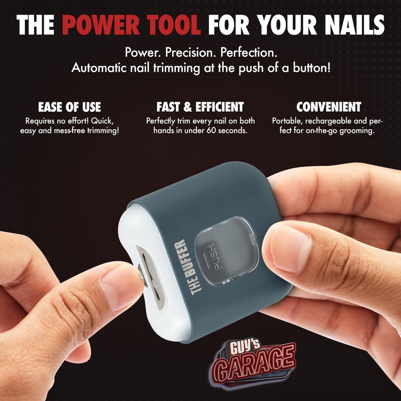 The Buffer - Automatic Nail Clipper for Men, Portable, Rechargeable,