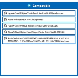 DowiTech Breathable&Durable Earpads Cushion Replacement Compatible with HyperX Cloud 2 / Alpha/Turtle Beach Stealth 400 600 / ATH M50X M40X Headphones Ear Pads with Mesh Fabric and Memory Foam