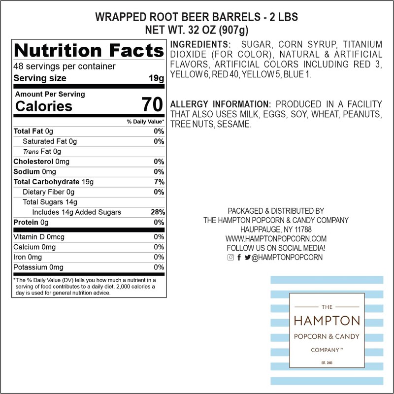 Root Beer Barrels Hard Candy - 2lb Bulk Bag (Approximately