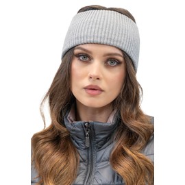 Vivisence Fashionable Winter Women&#39;s Ribbed Yarn Headband Design, Stretchable Width for Versatility Soft and Warm Material Blend for Cold Autumn and Winter Days, Light Grey,UNI