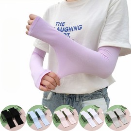 Premium Close-Fit Cooling Arm Sleeves with Hand Protection - UV Protection Long Sleeves for Sports & Hiking Goal White 4ea