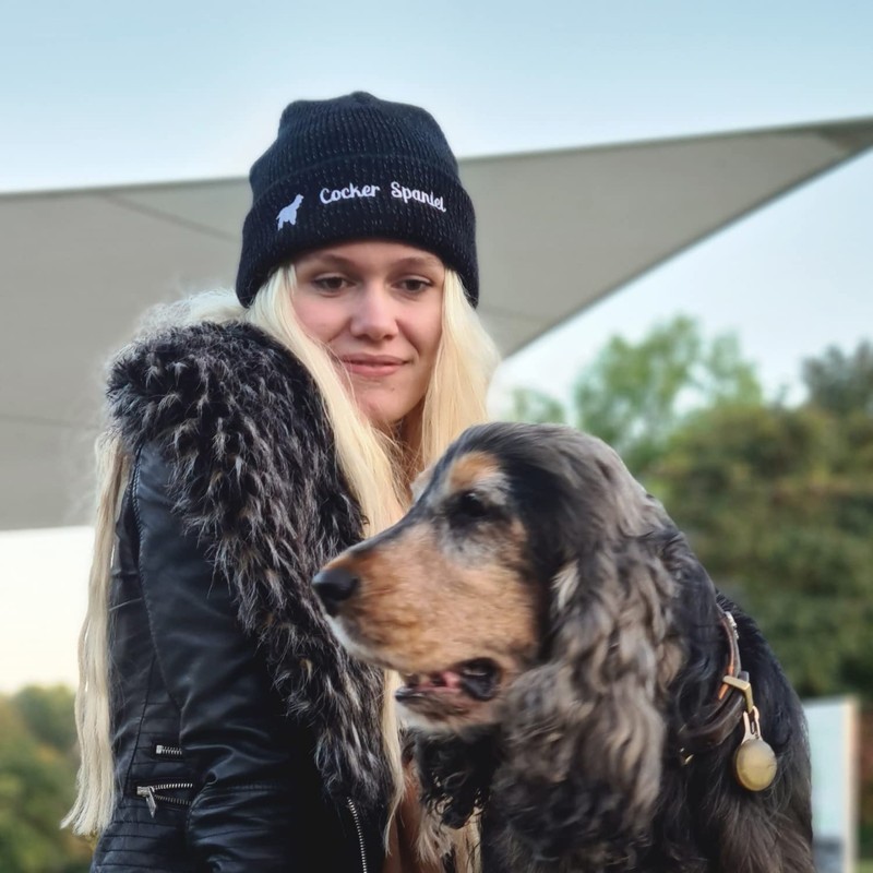 siviwonder Bearded Collie Reflective Hat Embroidery Dog Winter Knitted Hat