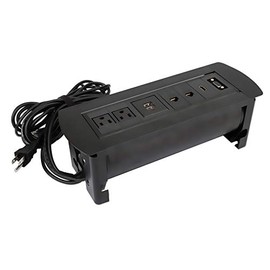 Manhattan - Caja de conexión para empotrar en Mesa, con 2 Tomas de Corriente, 2 Puertos de Carga USB, 2 Conexiones de Red, 1 Entrada HDMI y VGA con re