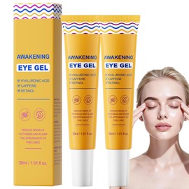 2pcs Wake Up Eye Gel with Caffeine,Retinol Cream&Hyaluronic Acid Serum for Anti-Wrinkle,Dark Circles Removal,Puffy Eye Gel,Eye Puffiness Reducer,Deep Hydrating Eye Cream,Minimize Puffiness&Swelling