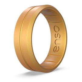 Enso Rings Classic Contour Silicone Ring – Stackable Multi Color Unisex Wedding Engagement Band – Thin Minimalist Band – 7.24mm, 1.9mm Thick (Gold, 12)