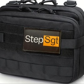 Step SGT Sergeant Funny Military Hook and Loop Morale Patch, 3x2 inches, Black and Orange