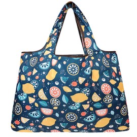 allydrew Unisex's Large Foldable Tote Nylon Reusable Grocery Bag, Citrus