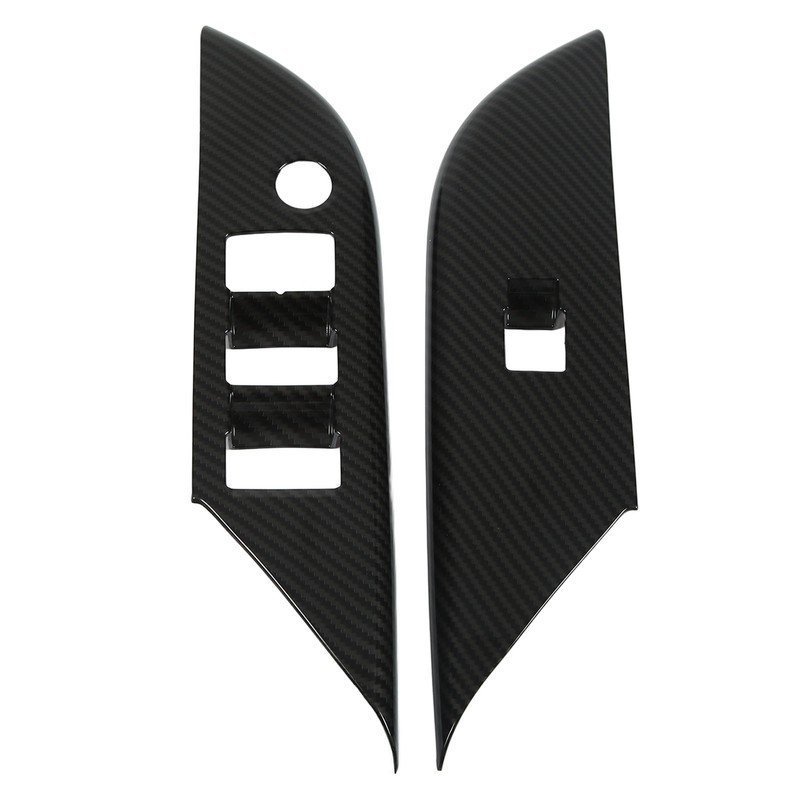 4 Pcs Door Window Control Panel Cover Carbon Fiber Style