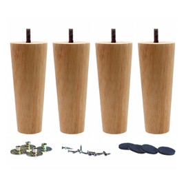WEICHUAN Round Solid Wood Replacement Sofa Couch Chair Ottoman Loveseat Coffee Table Cabinet Furniture Wood Legs(6" Straight Set of 4)