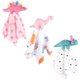 Hudson Baby Unisex Baby Animal Face Security Blanket, Cute-A-Saurus 3-Pack, One Size