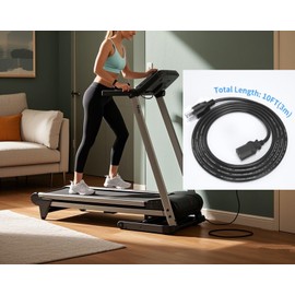 10FT Universal 3 Prong AC Power Cord Made for Horizon Fitness Treadmills, BowFlex, Superfit, Sole E35 E55 F63 F80, Goplus 2 in 1 Folding Treadmill, Computer, TV Power Cable Replacement, 2 Pack