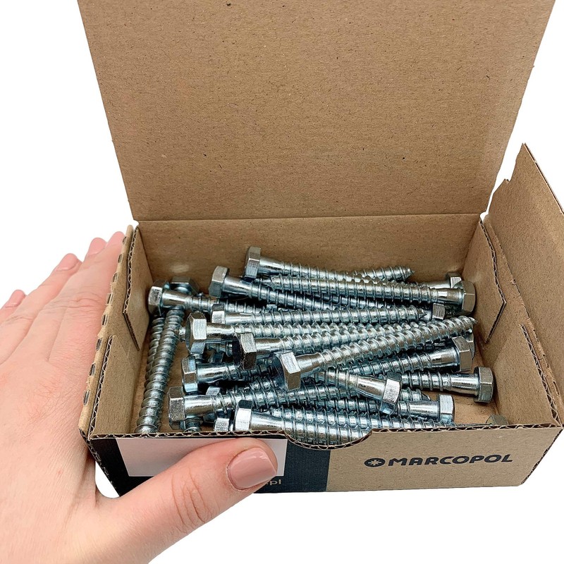 Pack of 30 DIN 571 Galvanised Steel Hexagon Wood Screws