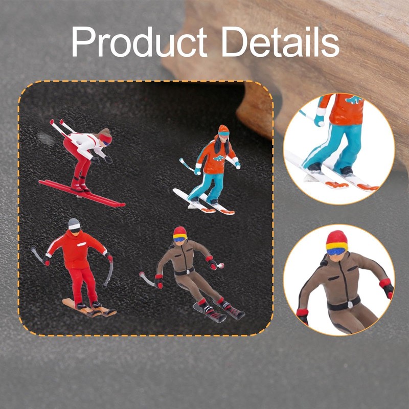 F Fityle 4x 1:64 Skiing Figurine Miniature Skier Model Tiny