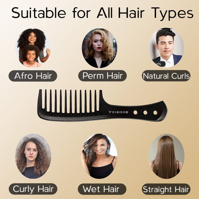 Boorika Wide-Tooth Comb C Smooth, Sturdy, and Anti-Static Comb for