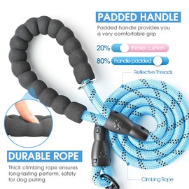 BAAPET 2/4/5/6 FT Dog Leash with Comfortable Padded Handle and Highly Reflective Threads for Small Medium and Large Dogs (4FT-1/2'', Blue)