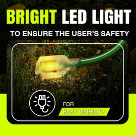 100ft Power Outdoor Extension Cord & Indoor - Waterproof Electric Drop Cord Cable - 3 Prong SJTW, 10 Gauge, 15 AMP, 125 Volts, 1875 Watts, 10/3 ETL Listed, by LifeSupplyUSA - Green (1 Pack)