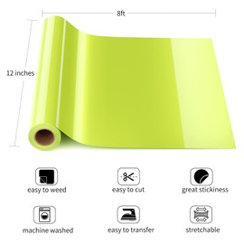 Ryebme Flex Film Plotter Textile, 30.5 cm x 244 cm Plotter Film Textile for T-Shirt, Easy to Cut for Fabric for Iron-On Heat Transfer Vinyl Flex Film (Yellow)