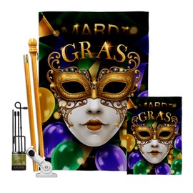 Breeze Decor Fat Tuesday Carnival Garden House Flag Kit Springtime Mardi Gras Festival Masquerade Celebration Season Holiday French Decoration Banner Small Yard Gift Double-Sided, Made in USA