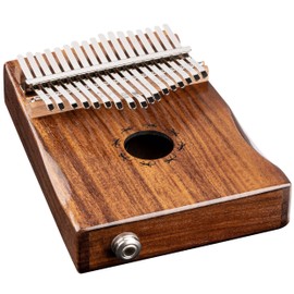 Ortega Guitars Lizard Series Solid Wood 17 Key Kalimba-C Major-Top Soundhole-Built-in Passive Pickup-w/Cover Bag, Tuning Hammer, Polish Cloth & Deluxe Case, Natural (OKB1E)