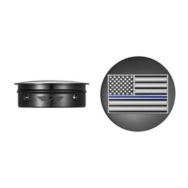 Figurati Designs Stainless-Steel/Black Contrast Cut Swing Arm Covers American Flag Blue Line (reversed) for Harley-Davidson