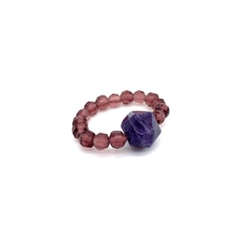 Amethyst Crystal Ring, February Birthstone Ring, February Birthday gift, Amethyst Stretchy Ring, Amethyst Gemstone Jewellery (Medium)